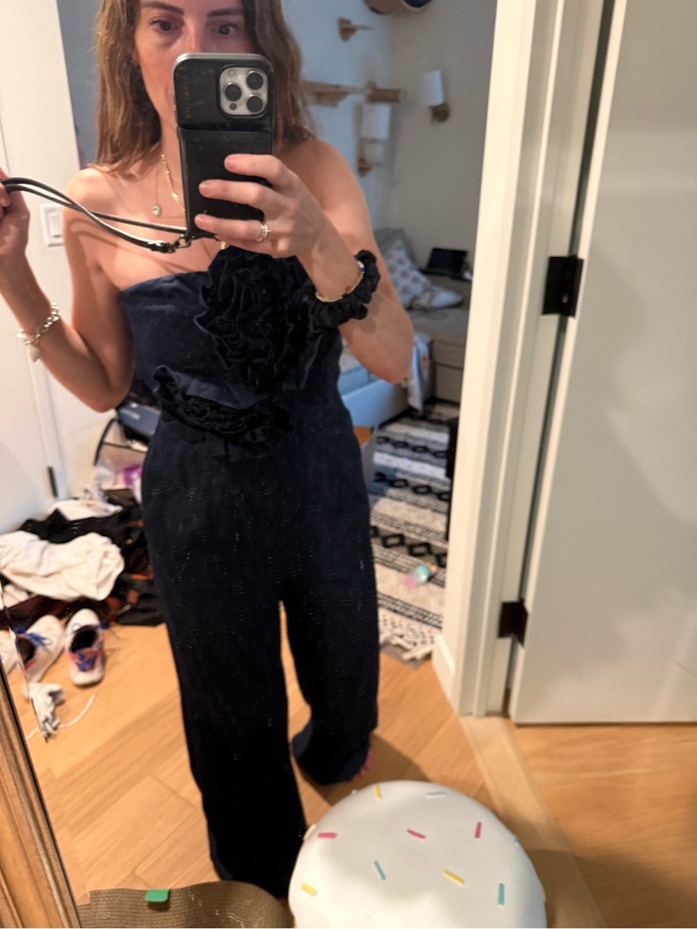 3-D Floral Denim Jumpsuit by Yumi Kim
